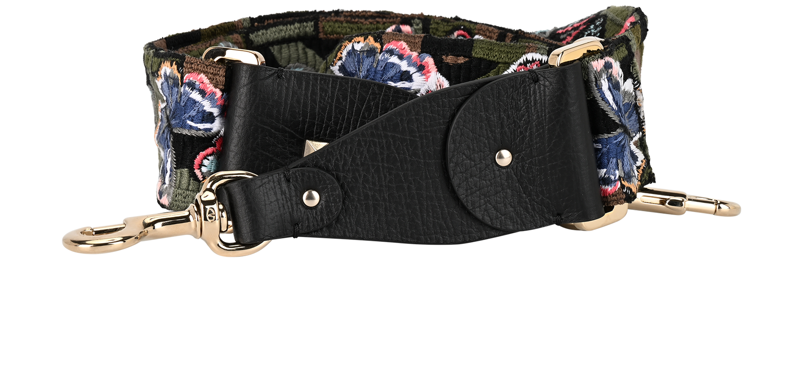 Valentino Garavani Butterfly Camo Bag Strap, &pound;150, Accessories, Black/Green, Fabric/Leather, Other view